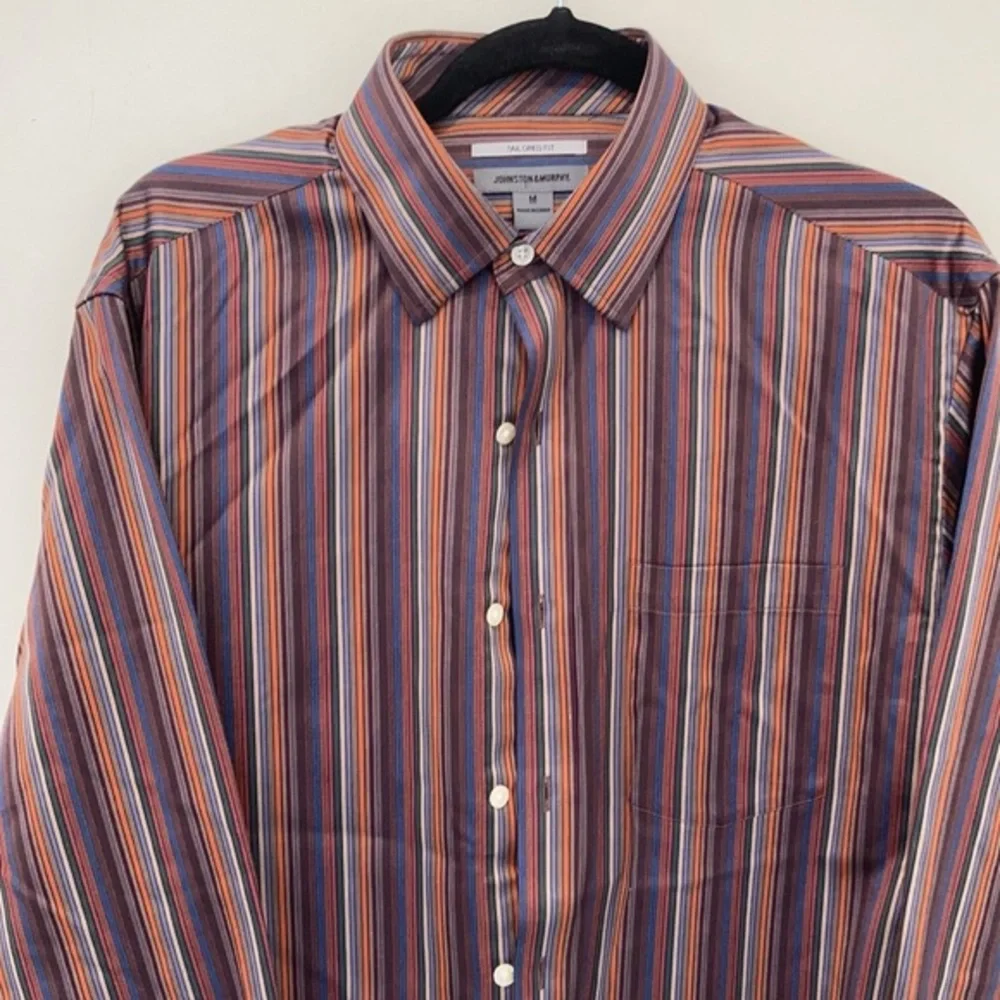 Johnston & Murphy Striped Tailored Fit Shirt Cotton Size Medium